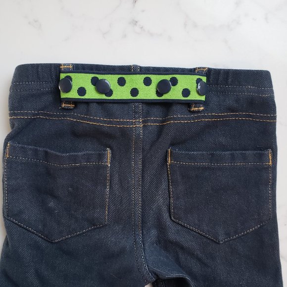 Green navy dot Toddler Belt Set of 2 Handmade Elastic SNAP BELT Baby Belt NWT - Picture 2 of 4